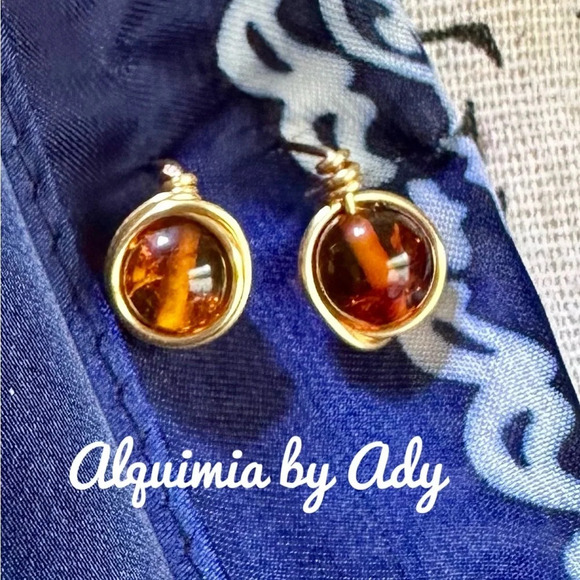 Fall vibes amber statement stud spheres earrings - Picture 1 of 5